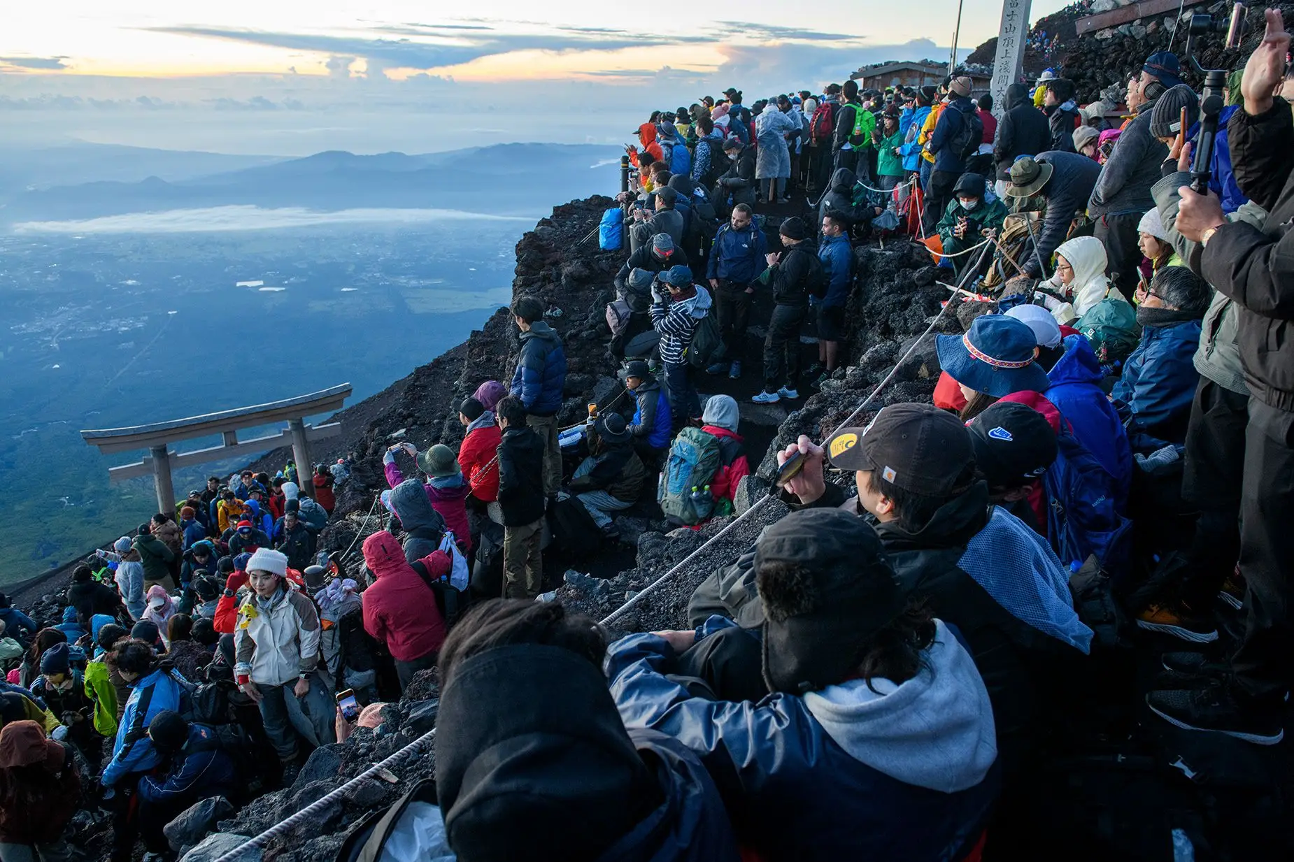 Overtourism on Mt. Fuji overlook